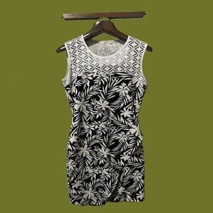 Tightrope black and white floral dress w/ beautiful lace netting women’s size 14